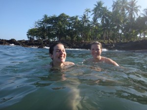 Swimming with friends at Jungla del Jaguar in Costa Rica.