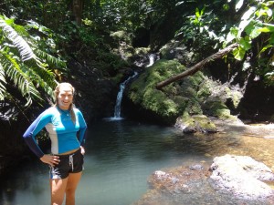 Aloe Driscoll at a waterfall in Drake Bay, Costa Rica.