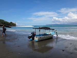 Landing the boat in Pavones, Costa Rica.