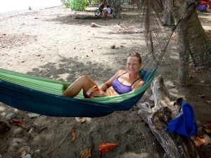 Relaxing in Playa Dominical, Costa Rica.