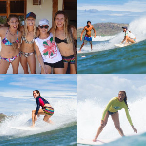 Women surfing