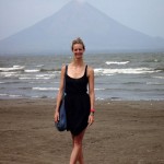 Stephanie with Ometepe, Nicaragua in the background.