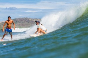 Women surfing in Nicaragua.