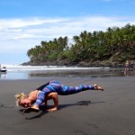 Yoga arm balance in El Salvador.
