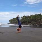 Yoga forearm balance in El Salvador.