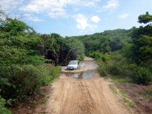 Here, I'm driving a two-wheel-drive rental car down sketchy roads in Mainland Mexico looking for surf. After getting lost and stuck countless times over the course of two weeks, I blew a tire and had to head back to town.